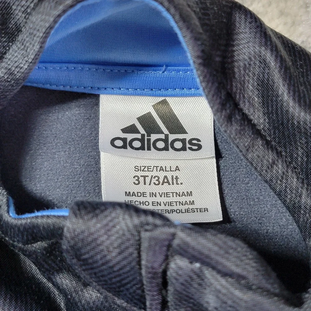 Adidas Boys 3T‎ Track Jacket Full Zip Blue Black Athletic Outerwear Kids Toddler